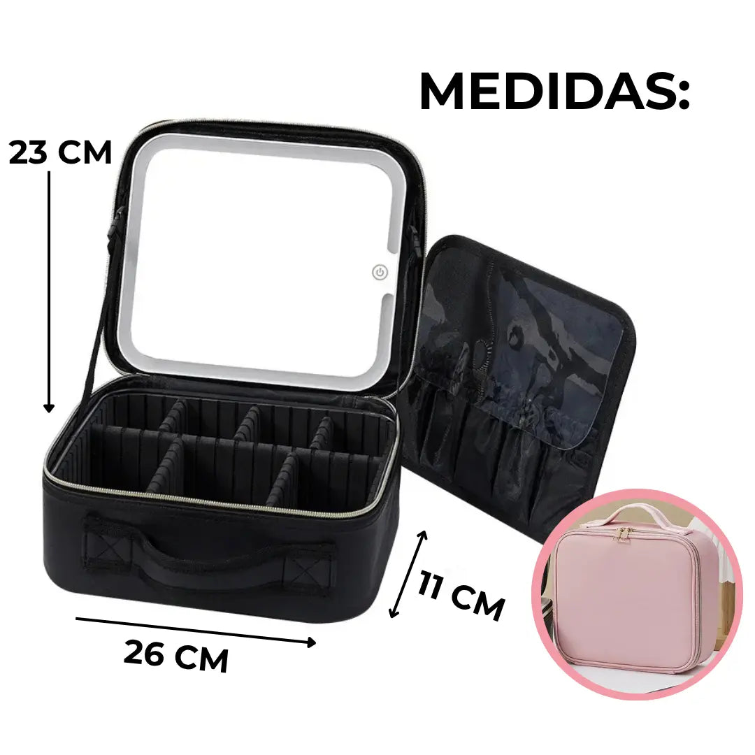 Organizador de maquillaje portátil LUMIGLAM™ con espejo LED
