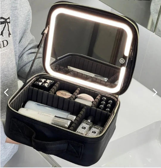 Organizador de maquillaje portátil LUMIGLAM™ con espejo LED