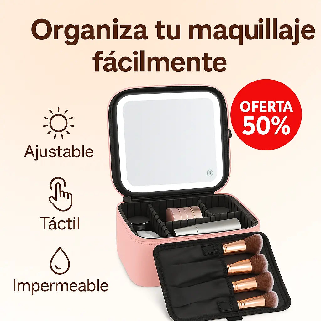 Organizador de maquillaje portátil LUMIGLAM™ con espejo LED