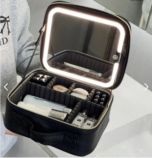 Organizador de maquillaje portátil LUMIGLAM™ con espejo LED